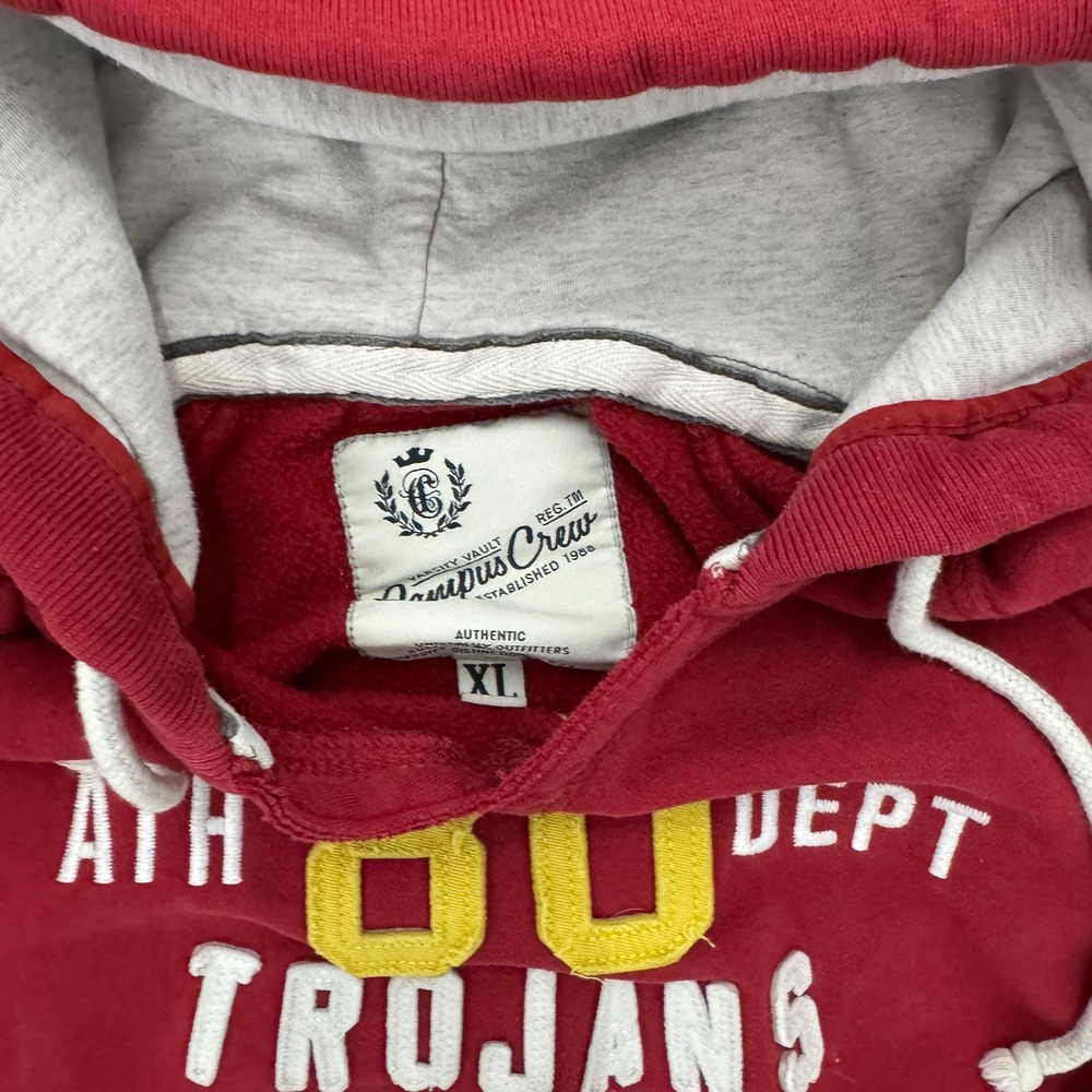 Campus Crew Hoodie Mens XL Red Excellent USC Trojans Southern California Varsity - Picture 2 of 3